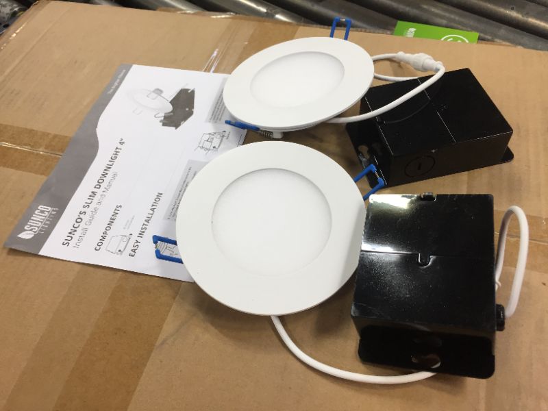 Photo 2 of 
Sunco Lighting 2 Pack 4 Inch Slim LED Downlight with Junction Box, 10W=60W, 650 LM, Dimmable, 4000K Cool White, Recessed Jbox Fixture, Simple Retrofit Installation - ETL & Energy Star
