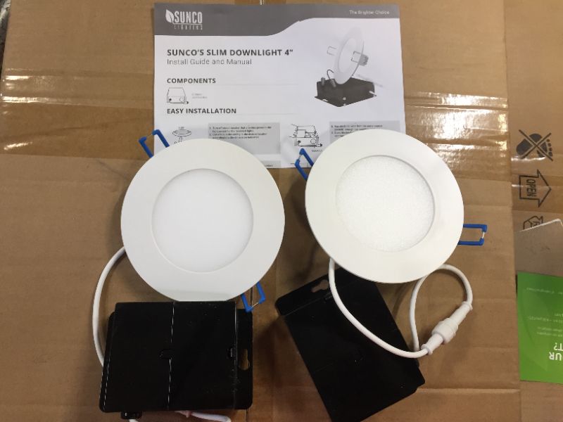 Photo 2 of Sunco Lighting 2 Pack 4 Inch Slim LED Downlight with Junction Box, 10W=60W, 650 LM, Dimmable, 4000K Cool White, Recessed Jbox Fixture, Simple Retrofit Installation - ETL & Energy Star
