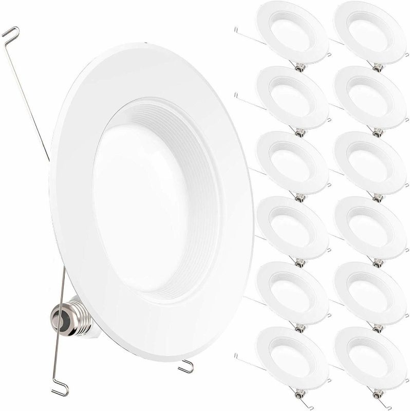 Photo 1 of Sunco Lighting 12 Pack 5/6 Inch LED Recessed Downlight, Baffle Trim, Dimmable,
