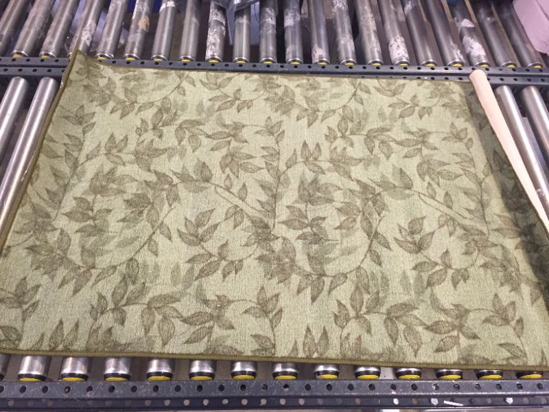 Photo 3 of 2'5"x3'8" Rectangle Indoor and Outdoor Floral Nylon Accent Rug Green - Brumlow Mills
