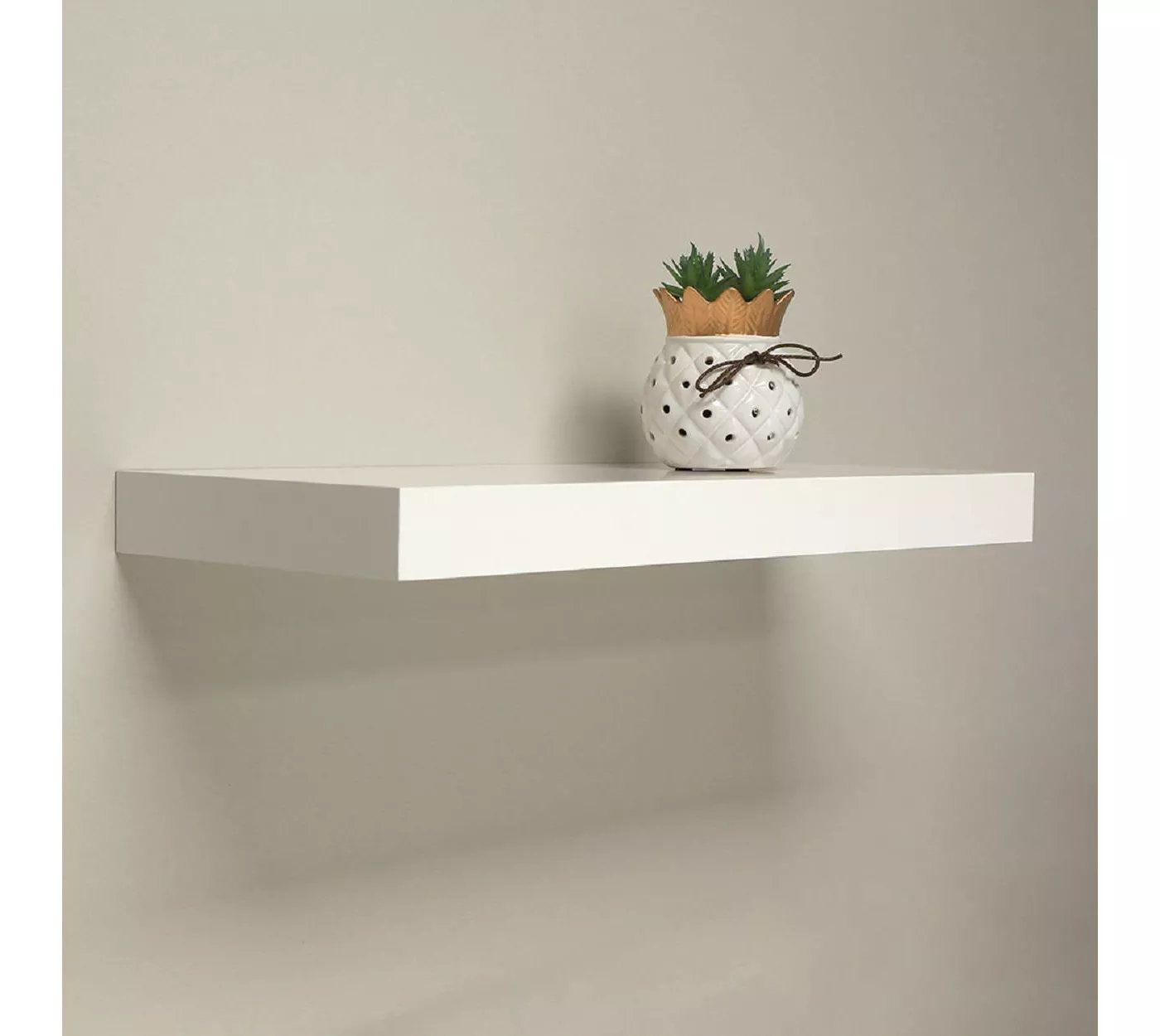 Photo 1 of 47.3 in. W x 10.2 in. D x 2 in. H White MDF Floating Wall Shelf