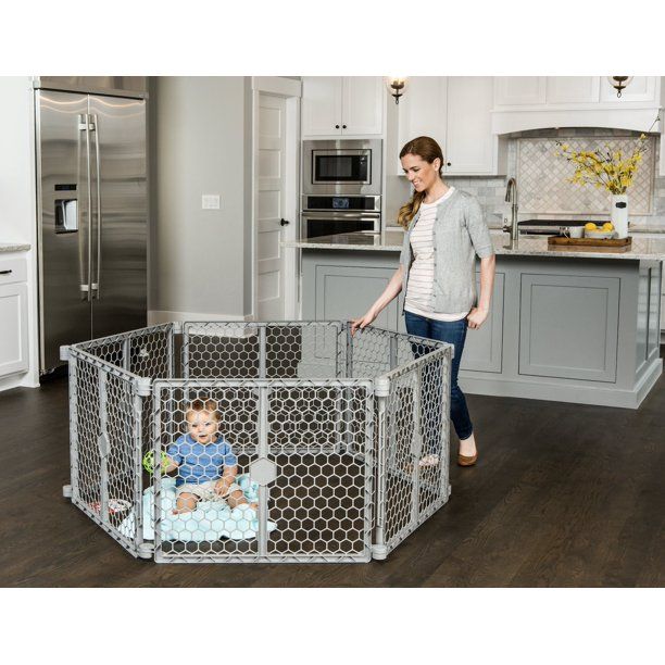 Photo 1 of Regalo Versatile Play Space 192-Inch Plastic Super Wide Portable Baby Gate and Play Yard, 4-In-1, Bonus Kit, Includes 4 Pack of Wall Mounts, Indoor and Outdoor Play Space, Cool Gray
