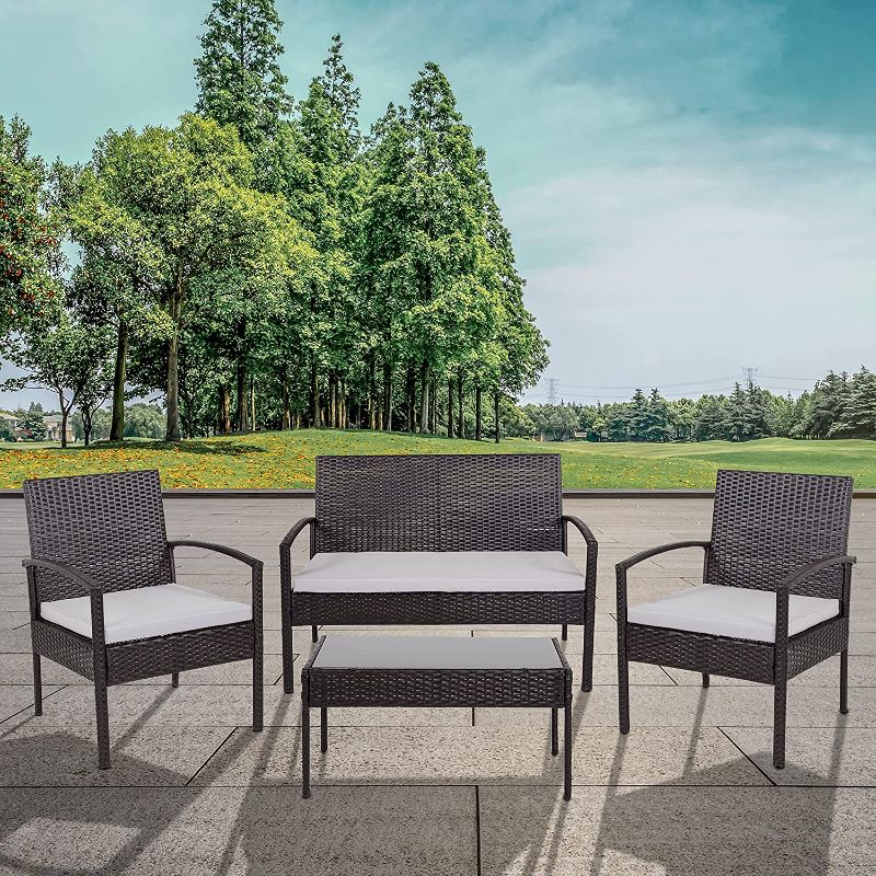 Photo 1 of Flash Furniture Aransas Series 4 Piece Black Patio Set with Steel Frame and Gray Cushions
