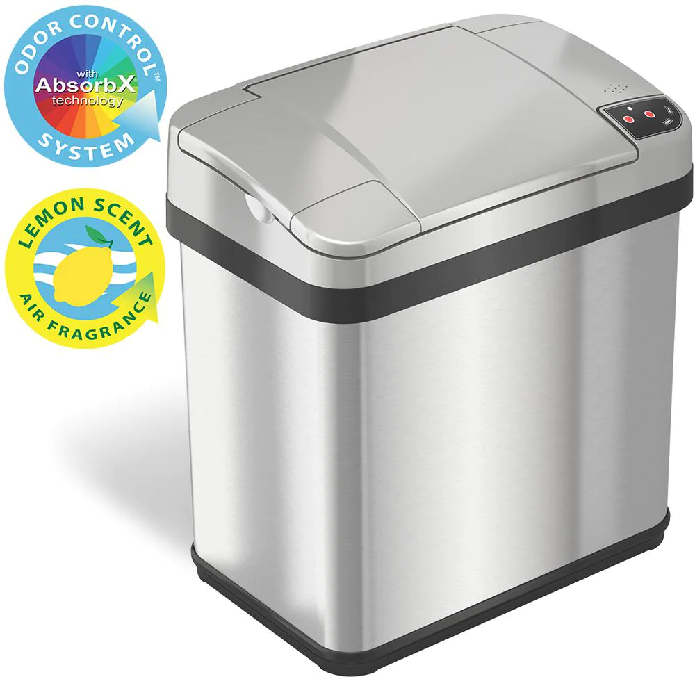 Photo 1 of 2.5 Gal. Stainless Steel Touchless Automatic Sensor Trash Can with Odor Filter and Fragrance
