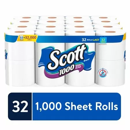 Photo 1 of Scott 1000 Sheets Per Roll Toilet Paper, 32 Rolls (4 Packs of 8), Bath Tissue