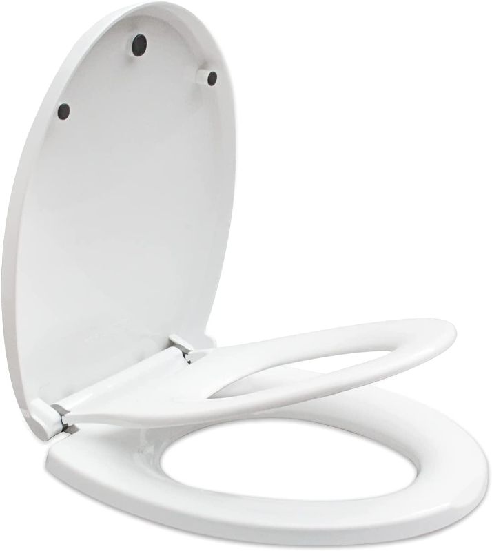 Photo 1 of Round Toilet Seat with Built in Child Seat, Slow Close and Easy to Install with Adjustable Hinges, Quick to Release and Easy to Clean, Magnetic Kids Seat and Cover Suitable for Adults and Children
