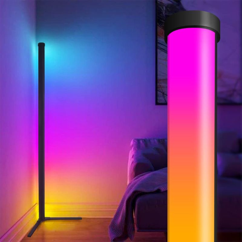 Photo 1 of Corner Floor Lamp LED Corner Light 60" Corner Lamp RGB Color Changing Corner Led Lamp Colorful Gaming Room Bedroom Lamp with Remote,18W
