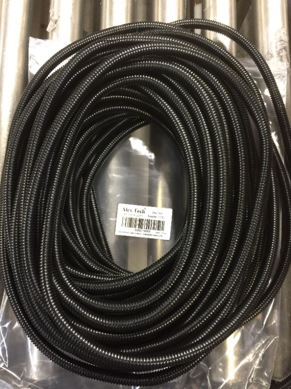 Photo 3 of 2 bags Alex Tech 25ft – 3/8 inch diameter Split Wire Loom Tubing Wire Conduit – Black--100ft--new in bags
