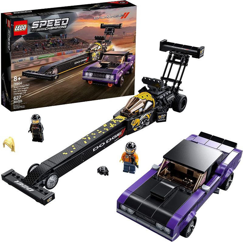 Photo 1 of LEGO Speed Champions Mopar Dodge//SRT Top Fuel Dragster and 1970 Dodge Challenger T/A 76904 Building Toy; New 2021 (627 Pieces)
