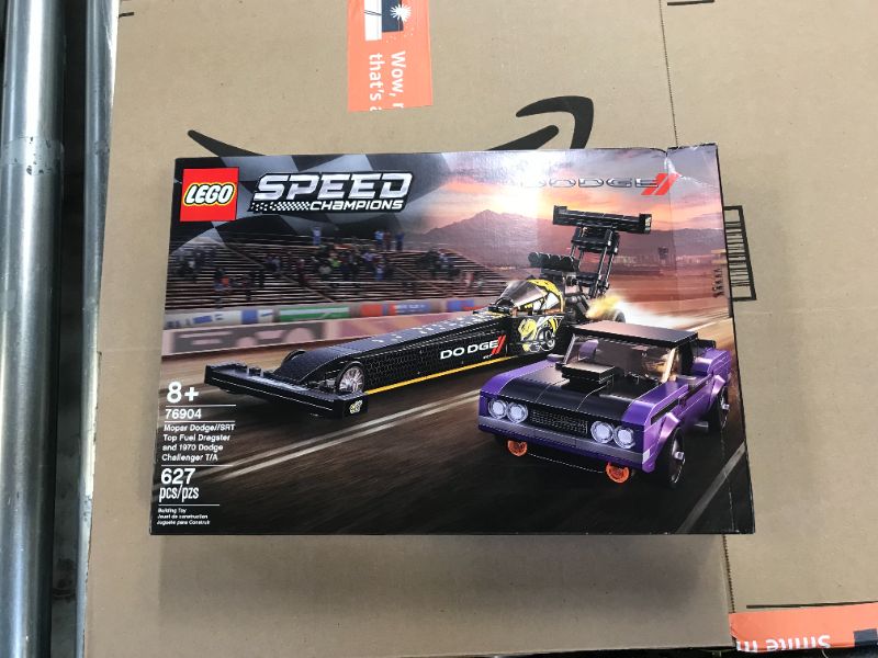 Photo 3 of LEGO Speed Champions Mopar Dodge//SRT Top Fuel Dragster and 1970 Dodge Challenger T/A 76904 Building Toy; New 2021 (627 Pieces)
