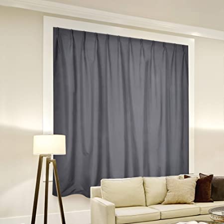 Photo 1 of 100% Blackout Window Curtains, Easy Install Strips, Elegant & Pleated, Gray, 37.8 '' Wide x 37.8 '' Long