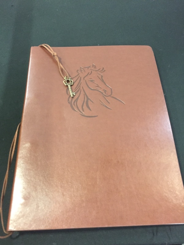 Photo 1 of LEATHER NOTEBOOK WITH BLANK PAGES (COVER BENT FROM EXPOSURE)