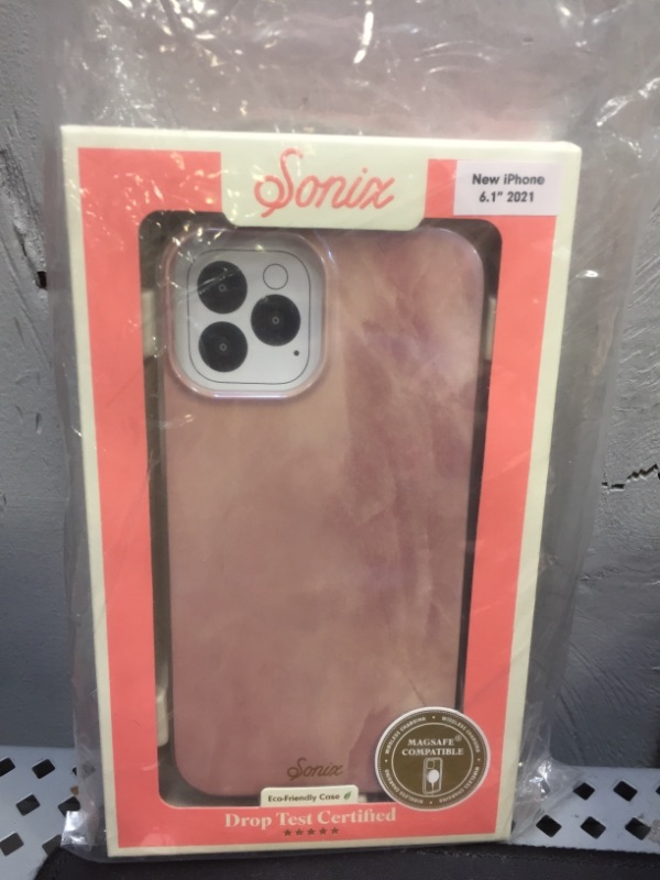 Photo 2 of Sonix Mother of Pearl Case for iPhone 13 Compatible with MagSafe Charging [10ft Drop Tested] Protective Pink Marble