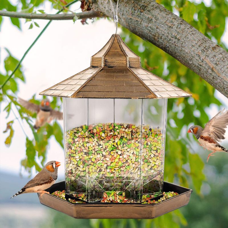 Photo 1 of Bird Feeders for Outside Hanging,Bird Seed for Outside Feeders for Garden Yard Outdoor Decoration (Gold)
