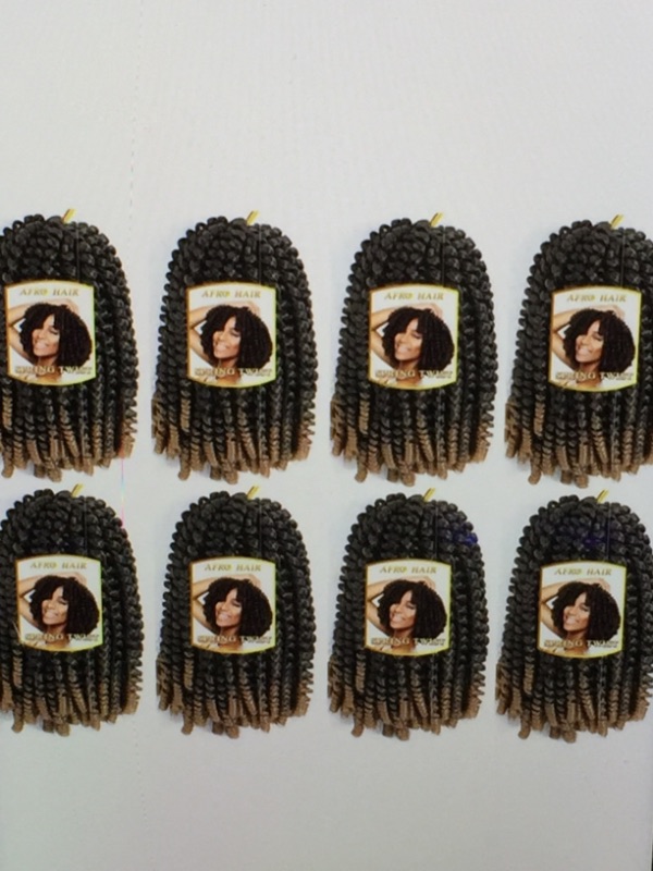 Photo 1 of AFRO HAIR 8 PACK SPRING TWST CROCHET BRAIDING HAIR 8 INCH BOMB TWIST CROCHET BRAIDS