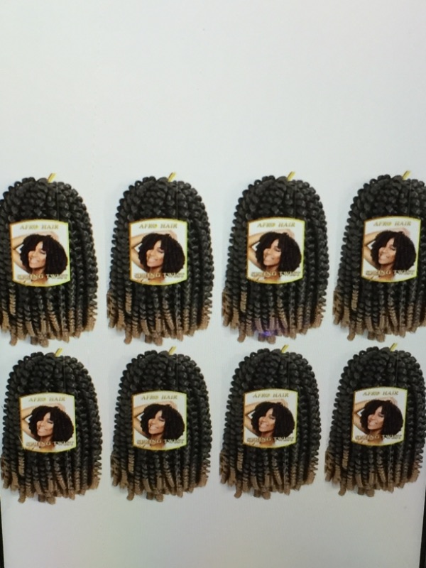 Photo 1 of AFRO HAIR 8 PACK SPRING TWST CROCHET BRAIDING HAIR 8 INCH BOMB TWIST CROCHET BRAIDS