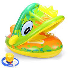 Photo 1 of FEBBI Baby Pool Float, Inflatable Baby Swimming Float for Age 3-36 Months with Detachable Sun Protection Canopy Dinosaur Infant Float for Pool & Bathtub, No Flip Over with Free Foot Pump