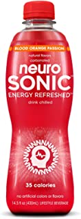 Photo 1 of  EXP NOV 2021  neuroSONIC | Blood Orange Passion | Functional Beverage for Focused Energy, Lightly Carbonated, Vegan & Low Sugar; Pack of 12 (14.5oz each)
 