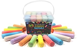 Photo 1 of hi!SCI Sidewalk Chalk Bucket for Kids - 20 Pieces 10 Vibrant Colors Jumbo Chalk, Non-Toxic Washable Outdoor Chalk Set, Paint on Chalkboard, Blackboard, Playground, Street
20 Count (Pack of 2)