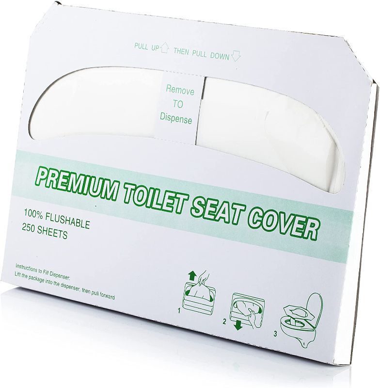 Photo 1 of 1000 Toilet Seat Covers Easy Flush Half-Fold Commercial Biodegradable Disposable Paper (4 Packs of 250)
