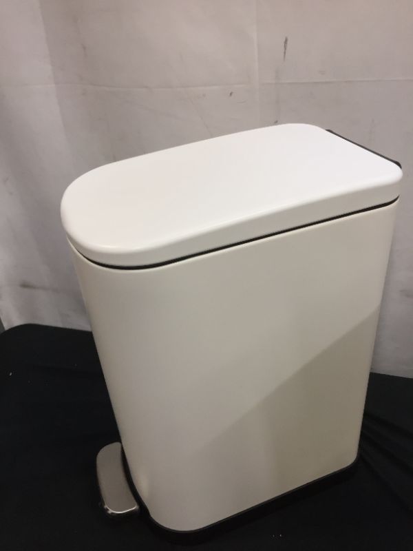 Photo 3 of CLTEC 10 Liter/2.6Gal Small Bathroom Trash Can with Lid Soft Close and Removable Inner Wastebasket, , Anti-Fingerprint Matte Finish, White
