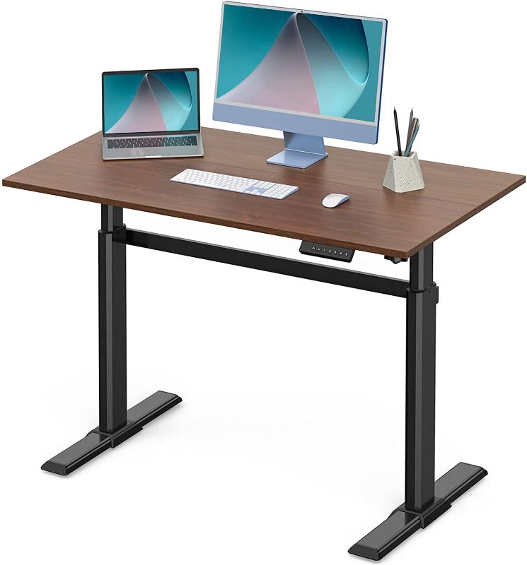 Photo 1 of FENGE Electric Memory Height Adjustable Standing Desk- Ergonomics 43x24’’ Stand Up Desk - Sit Stand Desk, Ultra-Quiet Motor, Home Office Workstation, Brown