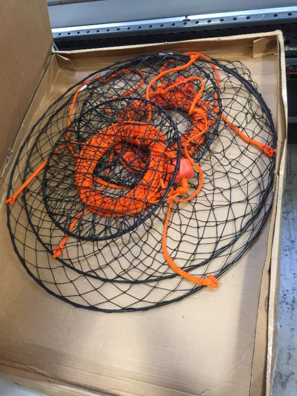 Photo 2 of 2 Pack of KUFA Sports Vinyl Coated Steel Ring Crab Trap (Size:ø30) with 50' Rope CT90x2