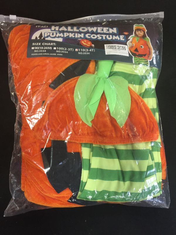 Photo 2 of Girls Pumpkin Costume, Boys Outfit Toddler Kids Baby Lantern Faces Fancy Dress up for Halloween Party 3-4T