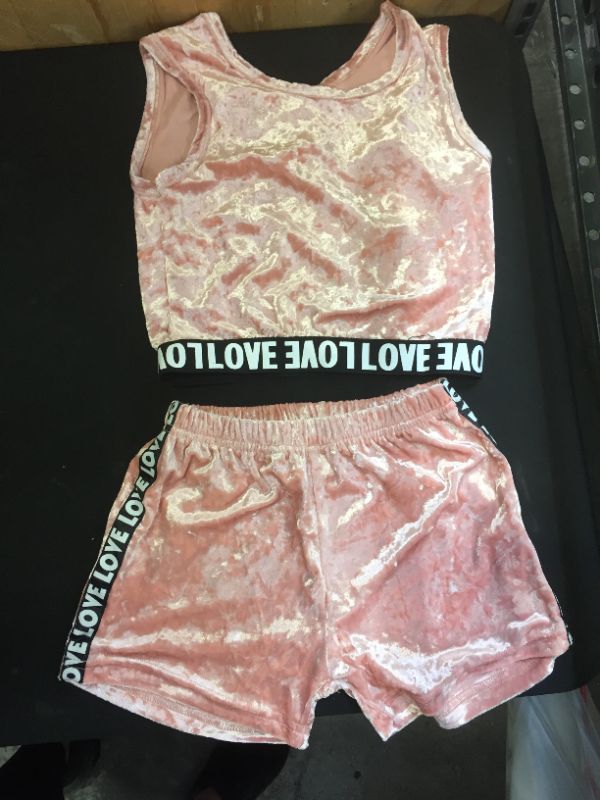 Photo 1 of GIRLS 8-10 YEARS LARGE TOP AND BOTTOMS VELVET PINK TANK/SHORT SET