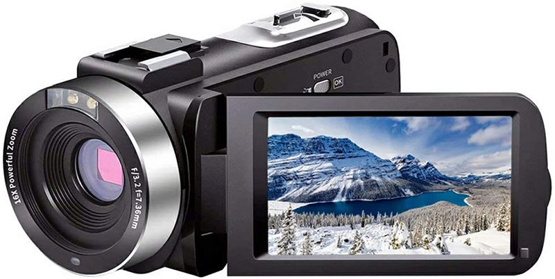 Photo 1 of Video Camera Camcorder Full HD 1080P 30FPS 24.0 MP IR Night Vision Vlogging Camera Recorder 3.0 Inch IPS Screen 16X Zoom Camcorders Camera Remote Control with 2 Batteries
