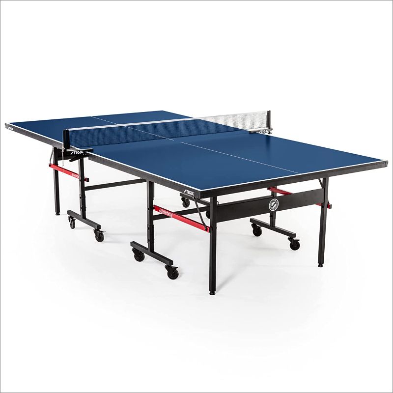 Photo 1 of STIGA Advantage Professional Table Tennis Tables - Competition Indoor Design with Net & Post - 10 Minute Easy Assembly Ping-Pong Table with Single Player Playback and Compact Storage
