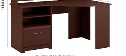 Photo 1 of INCOMPLETE ITEM-----BOX 1 OF 2 ----Bush Furniture Cabot Corner Desk in Harvest Cherry 