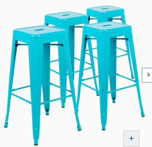 Photo 1 of Flash Furniture Set of 4 Teal Bar Height Bar Stool
