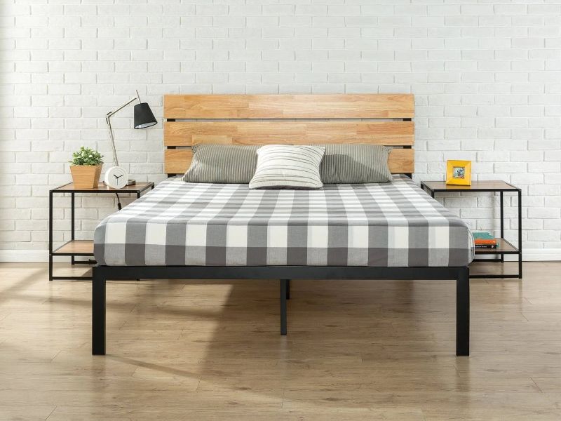 Photo 1 of Zinus Paul Metal and Wood Platform Bed with Wood Slat Support queen 