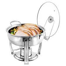 Photo 1 of Artisan Stainless Steel Round Buffet Chafer with Glass Lid, 4-Quart Capacity