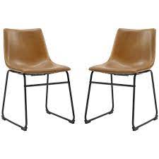 Photo 1 of 18" Faux Leather Dining Chair 2 pack - Whiskey Brown