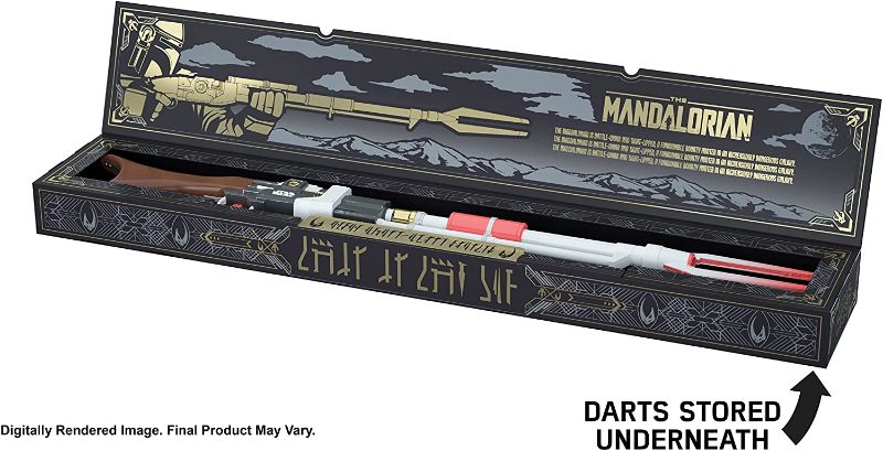 Photo 1 of NERF Star Wars Amban Phase-Pulse Blaster, The Mandalorian, Scope with Illuminated Lens, 10 Darts, Blaster Sounds, 50.25 Inches Long
** MISSING DARTS**