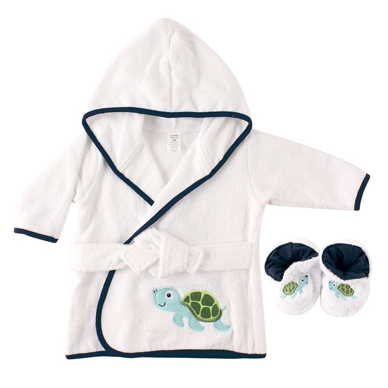 Photo 2 of Luvable Friends Unisex Baby Cotton Terry Bathrobe, Turtle, One Size
