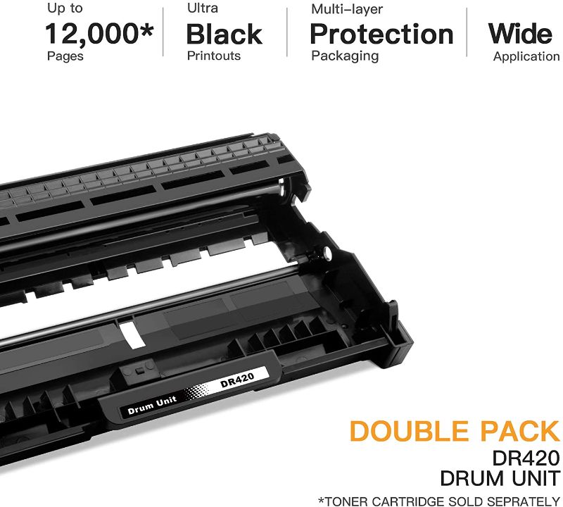 Photo 1 of E-Z Ink (TM) Compatible Drum Unit Replacement for Brother DR420 DR 420 DR-420 for HL-2270DW HL-2280DW HL-2230 HL-2240 MFC-7360N MFC-7860DW DCP-7065DN Intellifax 2840 Printer (Black,High Yield,)
