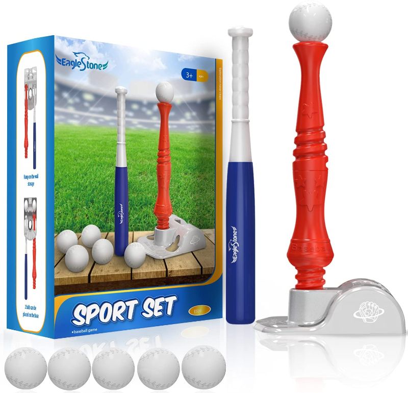 Photo 1 of Kids Baseball Tee, T-Ball Set for Toddlers Sport Toy Game Includes 6 Balls- Adjustable T Height, Fun Toddler t Ball Set Adapts with Your Child's Growth Spurts, Improves Batting Skills for Boys &Girls
bat needs to be put together - damaged
