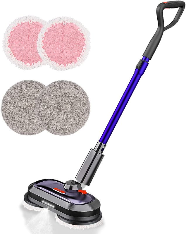 Photo 1 of Electric Mop, Cordless Electric Mop with 300ml Water Tank, Spin Mop with LED Headlight and Sprayer, for Hardwood, Tile, Laminate Floor, Less than 50dB
