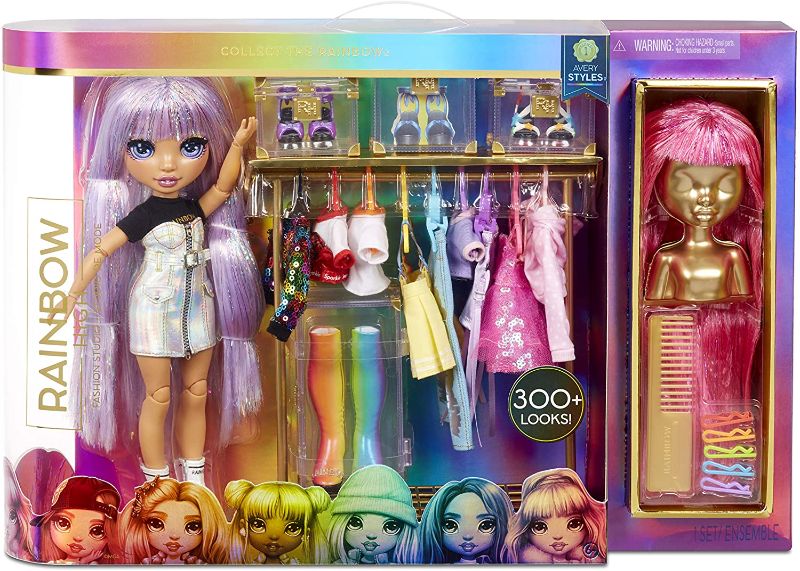 Photo 1 of Rainbow High Fashion Studio with Avery Styles Fashion Doll Playset Includes Designer Outfits & 2 Sparkly Wigs for 300+ Looks, Gifts for Kids & Collectors, Toys for Kids Ages 6 7 8+ to 12 Years Old
