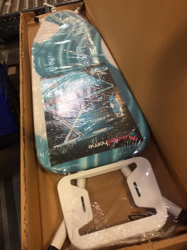 Photo 1 of Mabel Home Adjustable Height, Deluxe, 4-Leg, Ironing Board, Extra Cover, Blue/White Patterned