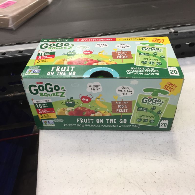 Photo 2 of GoGo squeeZ Fruit on the Go Variety Pack, Apple Apple, Apple Banana, & Apple Strawberry, 3.2 oz. (20 Pouches) - Tasty Kids Applesauce Snacks - Gluten Free Snacks for Kids - Nut & Dairy Free - Vegan Snacks bb 12/08/21