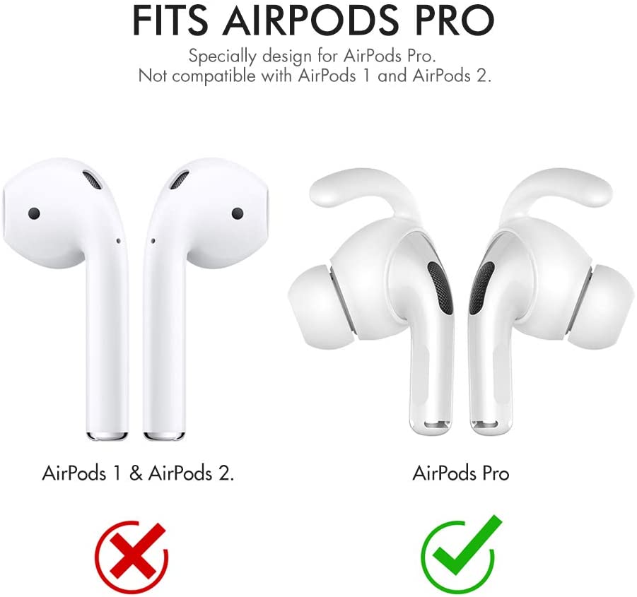 Photo 2 of AhaStyle 3 Pairs AirPods Pro Ear Hooks Covers [Added Storage Pouch] Anti-Slip Ear Covers Accessories Compatible with Apple AirPods Pro (White)
