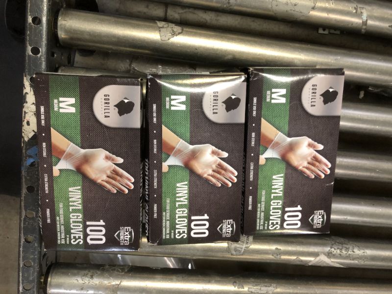 Photo 2 of 100 Vinyl Gloves Medium M, 4mil Powder Free Extra Strong 3 PACK 
