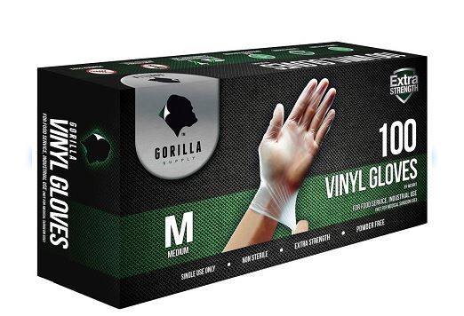 Photo 1 of 100 Vinyl Gloves Medium M, 4mil Powder Free Extra Strong 3 PACK 
