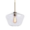 Photo 1 of RRYTO Cloister 11.81 in. 1-Light Farmhouse Antique Brass Rhombic Bell Geometric Pendant with Clear Glass Shade
