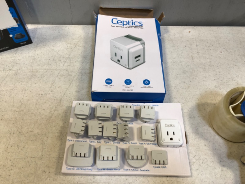 Photo 2 of Ceptics International Travel Plug Adapter Set, Safe Dual USB & USB-C 2 USA Socket - Compact & Powerful - Use Europe, Asia, Australia, Africa Anywhere in World - Includes 13 Type SWadAPt Attachments
