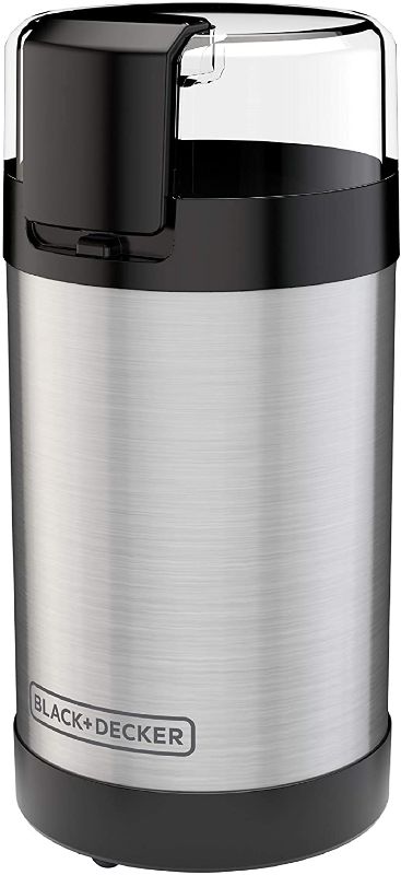 Photo 1 of BLACK+DECKER Coffee Grinder One Touch Push-Button Control, 2/3 Cup Bean Capacity, Stainless Steel
